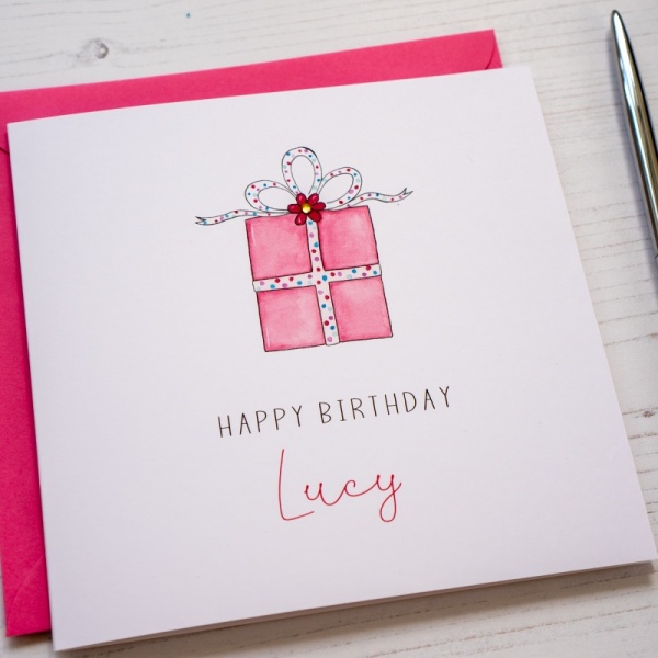 Personalised Birthday Card - Pink Present